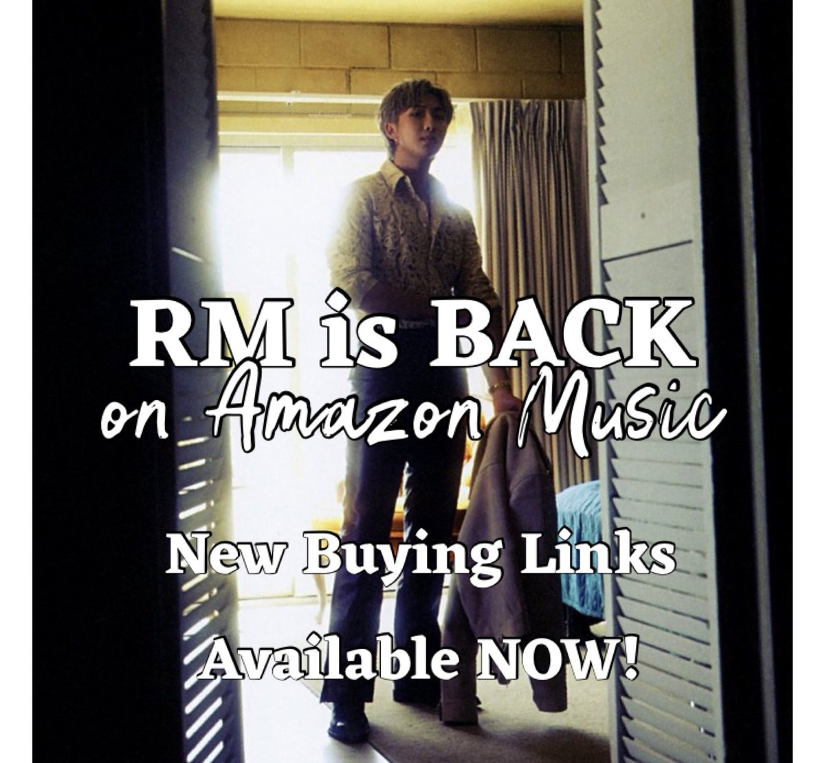 ***NEW***
AMAZON BUYING LINKS

We have new Amazon buying links:

OG: amazon.com/Come-back-me-R…

RADIO EDIT: amazon.com/dp/B0D448PD4Q

🖇️ are also updated in carrd: army-onrpwp.carrd.co 

 If you already bought on Amazon you cannot buy again with same acct.

#ARMYonAmazonMusic