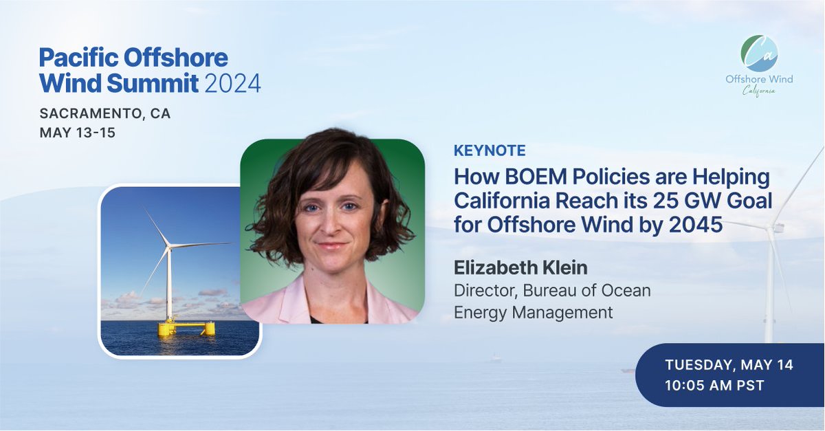 The #PacificOffshoreWindSummit 2024 hears keynote remarks from Elizabeth Klein, Director @BOEM discussing how federal policy is helping California reach its 25 GW goal for #floatingwind by 2045. @Interior @NREL @CAGovernor @CalEnergy #offshorewind pacificoffshorewindsummit.com