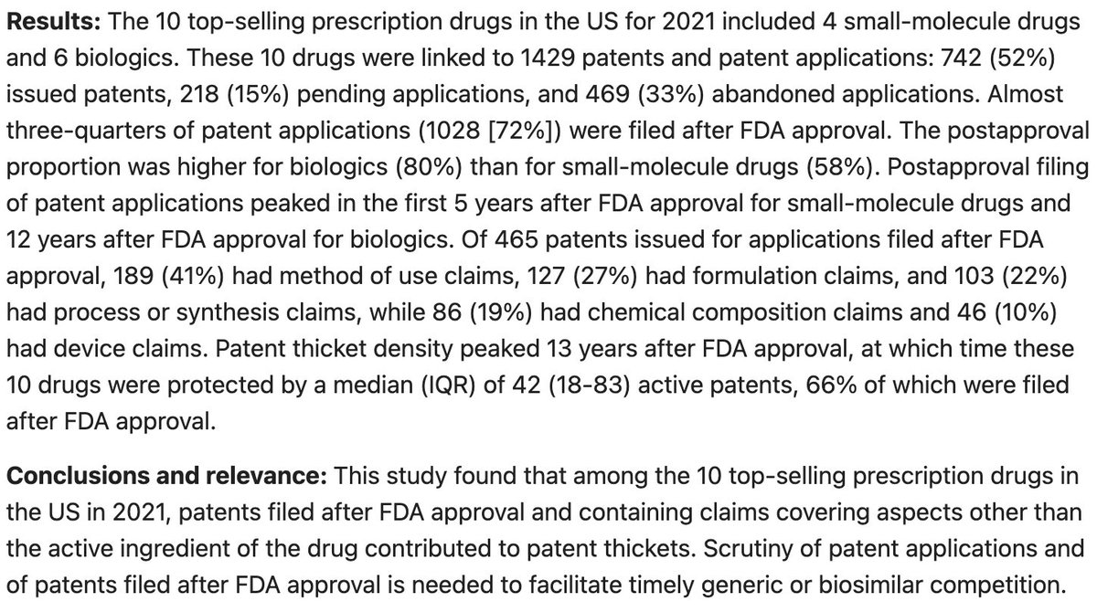 🚨New Article Alert🚨 'Patent Portfolios Protecting 10 Top-Selling Prescription Drugs,' with work led by former PORTAL fellow Caroline Horrow. In @JAMAInternalMed. jamanetwork.com/journals/jamai…