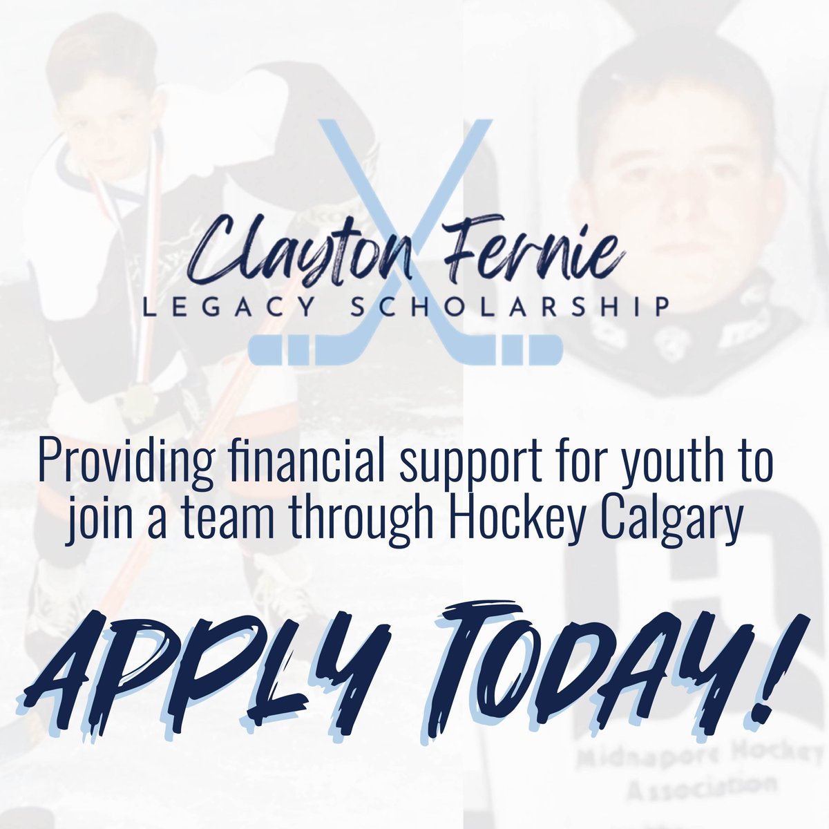 The Clayton Fernie Legacy Scholarship is intended to help underprivileged youth who love hockey and want the opportunity to promote their health and well-being. 

Learn more and apply today 👉claytonfernielegacy.ca

Deadline to apply: May 31st