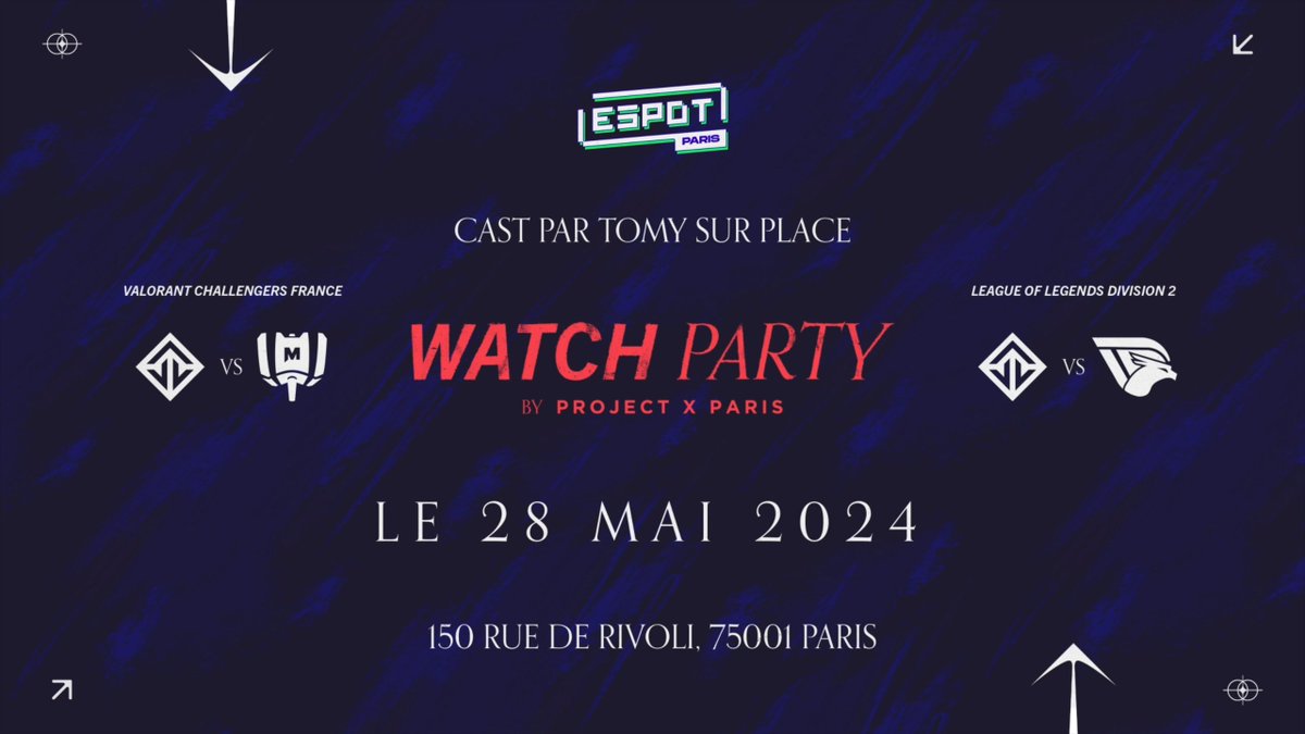 🔴 Rendez-vous à la Watch Party by @Project_X_Paris pour voir vos deux équipes préférées (et + encore 👀) !

📅 Le 28 mai
📍 À l'@espotparis, 150 Rue de Rivoli, 75001 Paris
🎟️ Billetterie GRATUITE

On vous donne plus d'informations très rapidement ! #JOBLIFE