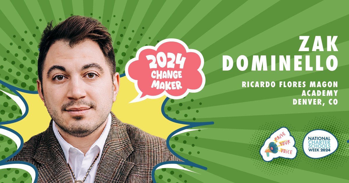 We're thrilled to honor Zak Dominello as a 2024 Changemaker! Zak is an executive director at Ricardo Flores Magon Academy and uses his platform to advocate for his community, in anything they need. publiccharters.org/2024-changemak… @COCharterSchool #CharterSchoolsWeek