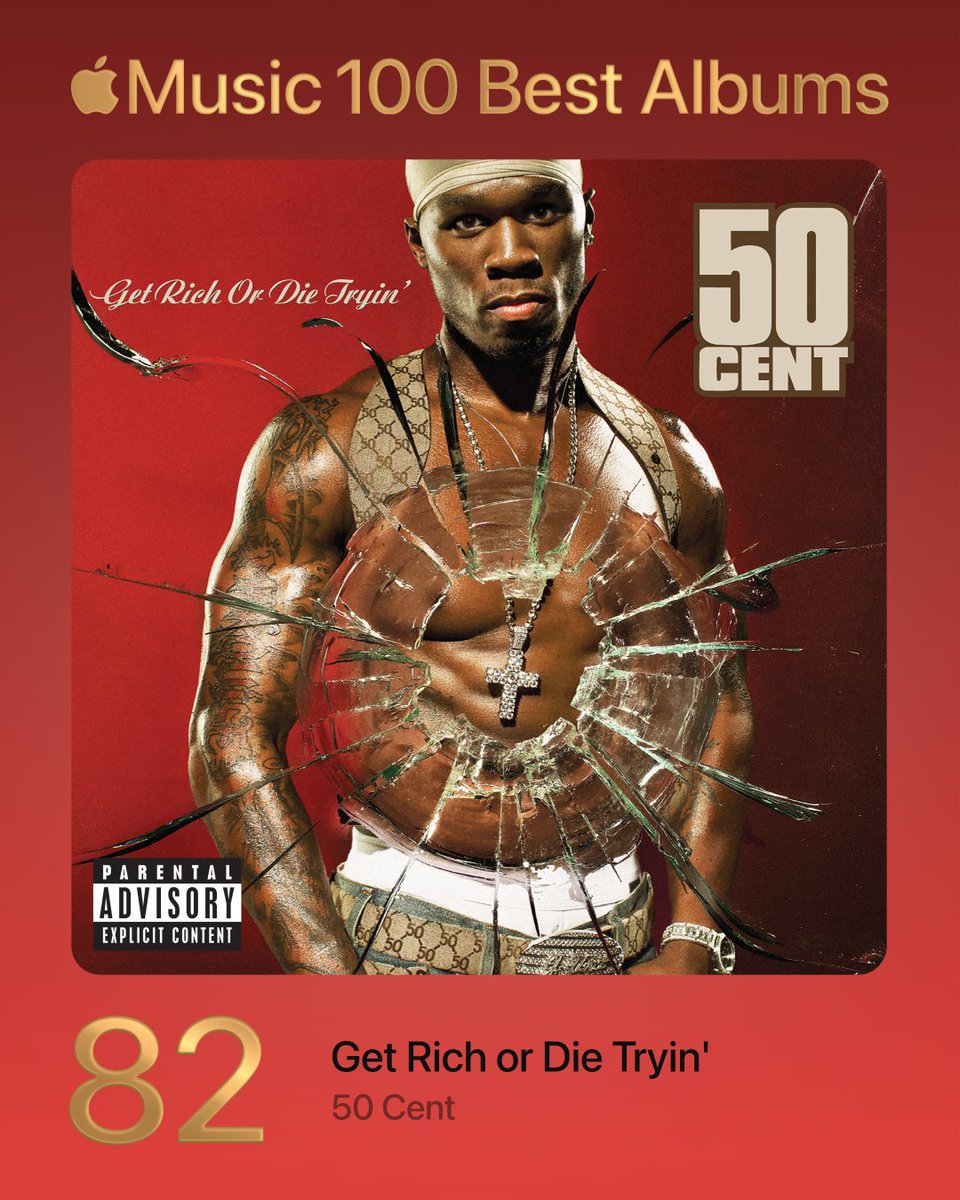 Apple Music ranks 50 Cent's “Get Rich Or Die Tryin'” 82nd Best Album Of All Time. Where do you rank this album in your list?📋👀