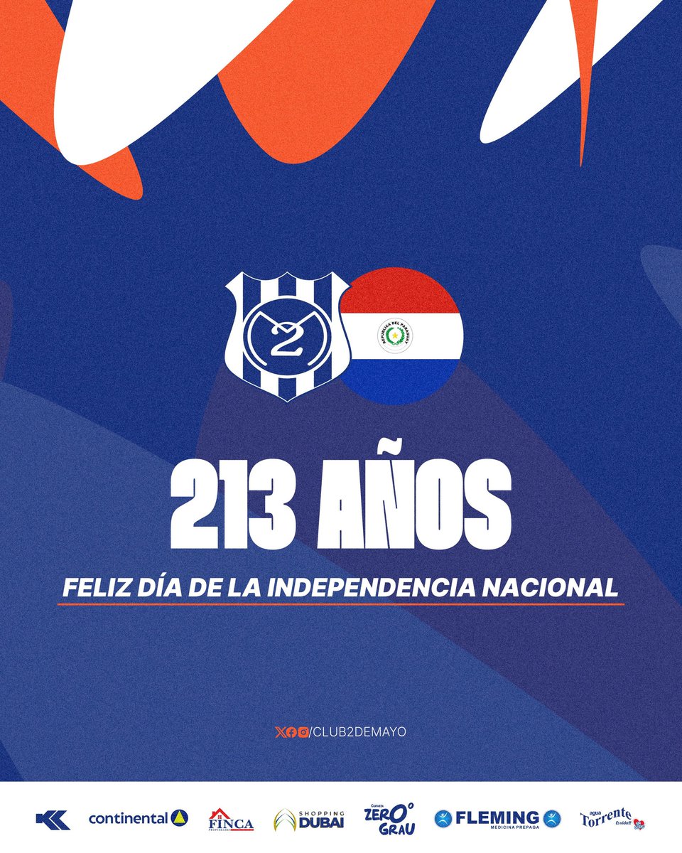 ⚽🐓
𝟭𝟰 𝘆 𝟭𝟱 𝗱𝗲 𝗠𝗮𝘆𝗼 | 𝗗𝗶𝗮 𝗱𝗲 𝗹𝗮 𝗜𝗻𝗱𝗲𝗽𝗲𝗻𝗱𝗲𝗻𝗰𝗶𝗮 𝗱𝗲𝗹 𝗣𝗮𝗿𝗮𝗴𝘂𝗮𝘆

🗣️ Celebramos hoy los 213 años de libertad y soberanía de nuestra querida República del Paraguay, en honor a nuestros héroes. 

#VamosParaguay