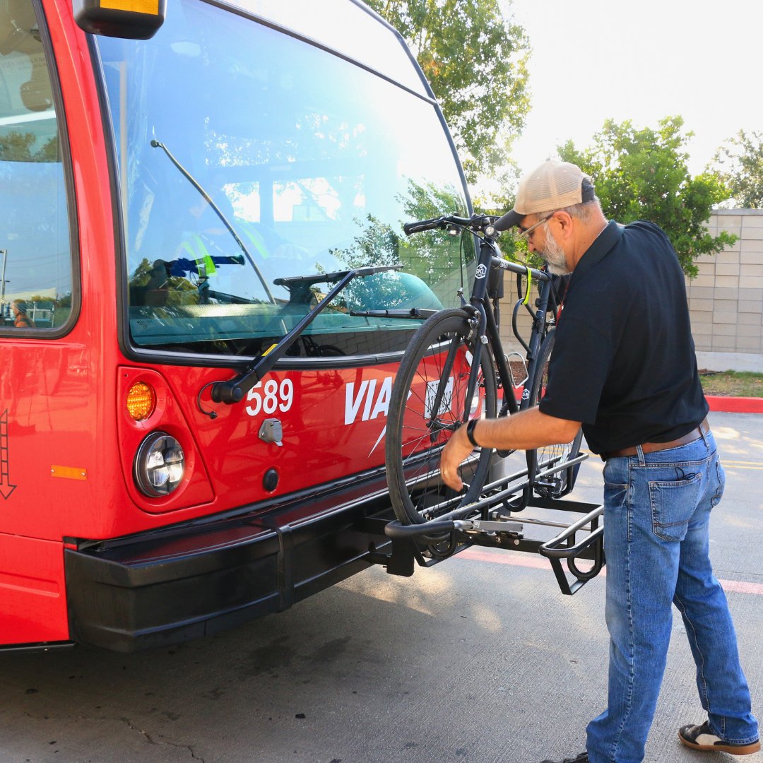 Thinking about trying #NationalBikeToWorkDay on Friday, May 17? 🚴‍♀️ @VIA_Transit makes it easy to combine your commute with your bike. Learn more and plan your trip at VIAinfo.net/How-to-Ride. #RideVIA #BikeMonth2024 #SanAntonio