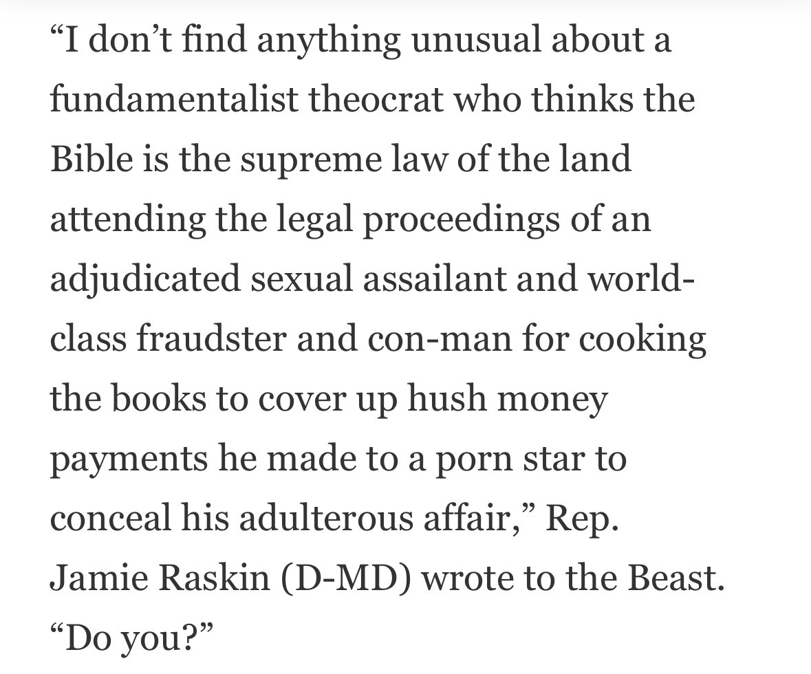 Rep. Jamie Raskin (D-MD) not pulling any punches re: Speaker Mike Johnson appearing at Trump’s NYC trial.