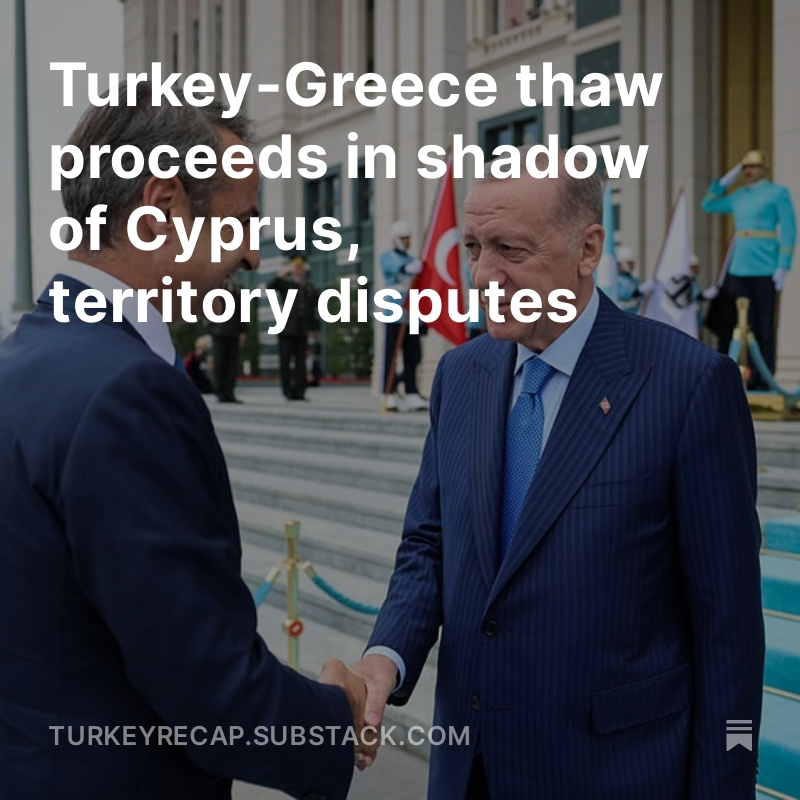 Facing unresolved disputes on maritime boundaries and Cyprus, Erdoğan and Mitsotakis reaffirmed commitments to resolve issues through dialogue Monday. 

<a href="/DiegoCupolo/">Diego Cupolo</a> reports with comments by <a href="/ErolKaymak/">Erol Kaymak</a>, @BerkayMANDIRACI, <a href="/FionaMullenCY/">Fiona Mullen</a> and <a href="/ingrigoriadis/">Ioannis N. Grigoriadis</a>.
turkeyrecap.substack.com/p/turkey-greec…