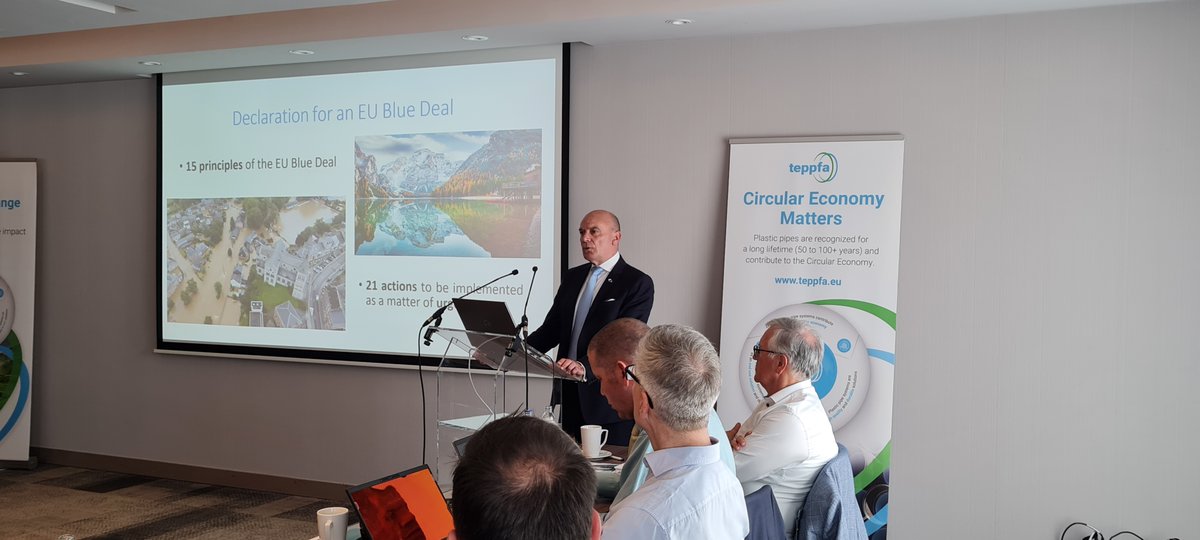 @pietro_de_lotto today at @TEPPFA_1991 General Assembly 'We need to make #water a strategic priority for the EU and invest in modernising distribution networks, as in some 🇪🇺countries, up to 50% of water💦is lost due to #leakages.' #EUBlueDeal