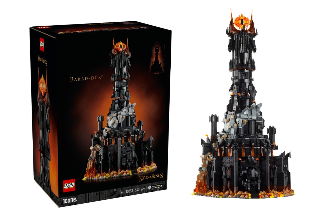 Lego lanzará la Torre de Sauron (Barad-Dur) 83cm de altura, 5471 piezas y un precio de 459.99 dólares. Sale el 4 de junio.