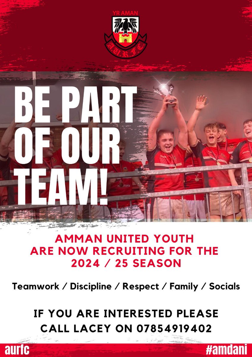🏉🏉YOUTH RUGBY IS BACK!! 🏉🏉

For the 1st time in a while we’ll be running a Youth team next season. 

If you’d like to be part of our Youth team, then please get in touch. 

#YouthRugby #Amdani