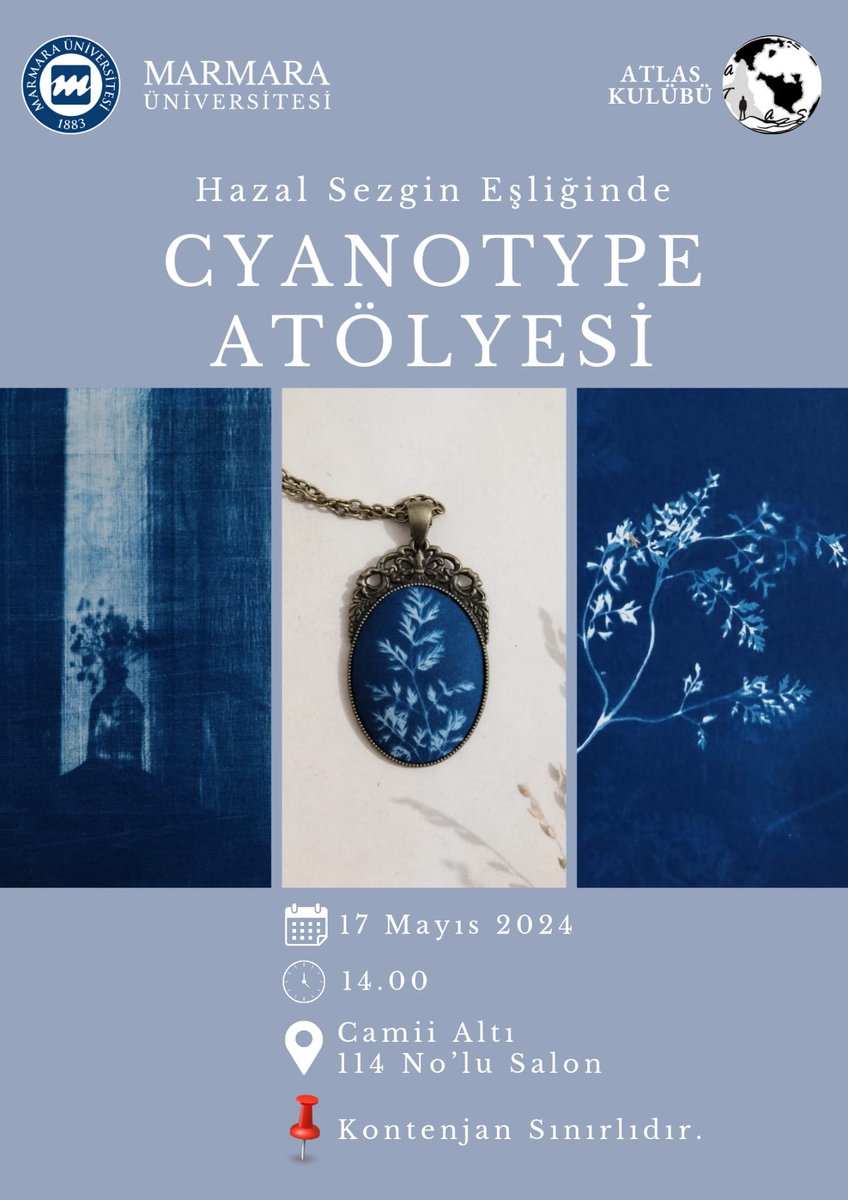 bu cuma, @muifatlas'ın davetiyle Marmara İlahiyat'ta #cyanotype atölyem olacak. 🎶
