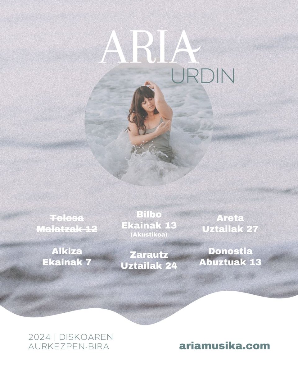 Data berriak gehitu ditugu gure lehen diskoaren aurkezpen birara. 💥 URDINekin gure musika Euskal Herriko hainbat lekutara helarazteko aukera izango dugu!! 

ariamusika.com