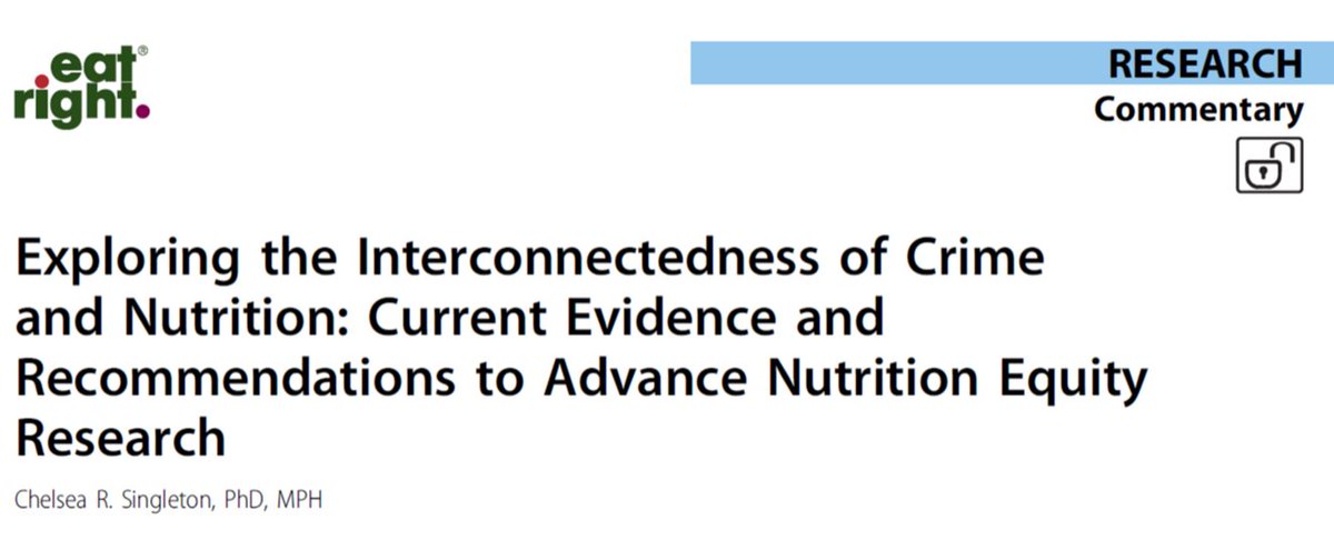 Excited to share this commentary I recently published in JAND! @eatright 🍎

I summarize my thoughts on why we need more research on the relationship between crime & nutrition. 

Check it out 👉sciencedirect.com/science/articl… 

Also, solo writing is real hard. 🙃😂