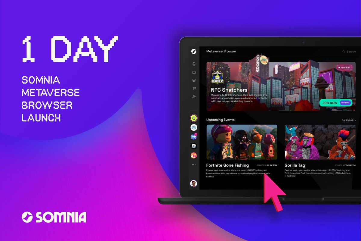 Somniaccccs, only 1 more day until the #Somnia Metaverse Browser is here! Explore, interact, and enjoy our ecosystem through a single, user-friendly portal. It’s time to step into a new virtual world 🌐✨
