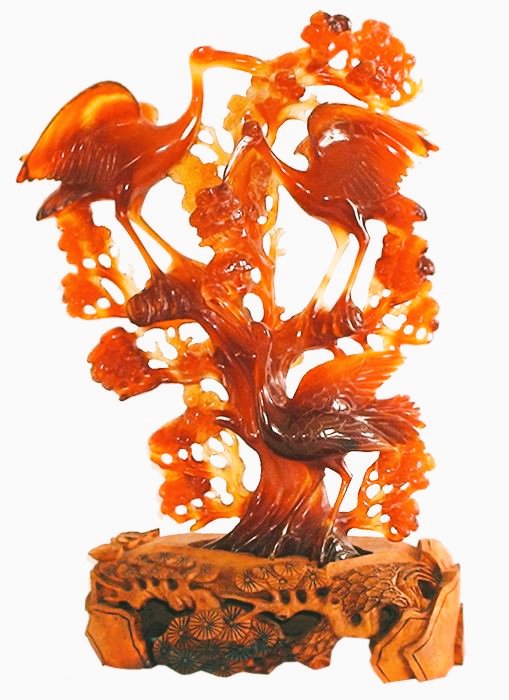 Natural agate 'Cranes' statuette/ Qing Dynasty/ chinese #carving #art