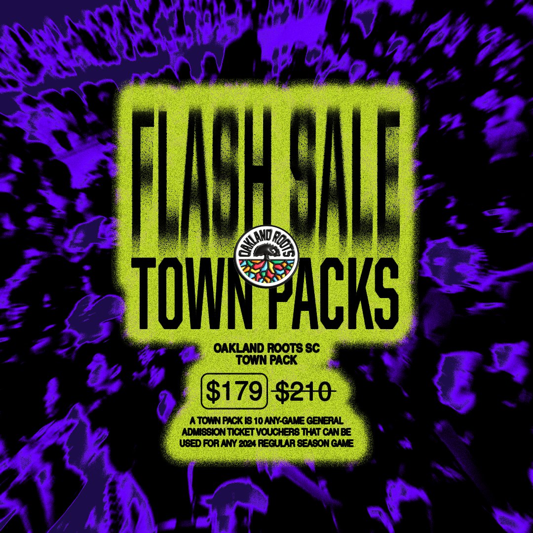 FLASH SALE!!! Through midnight ONLY. Town Packs are just $179! Town Packs includes ten (10) any game voucher tickets, which any number of tickets can be redeemed for any 2024 regular season home match. Buy Now: bit.ly/24townpack #KnowYourRoots