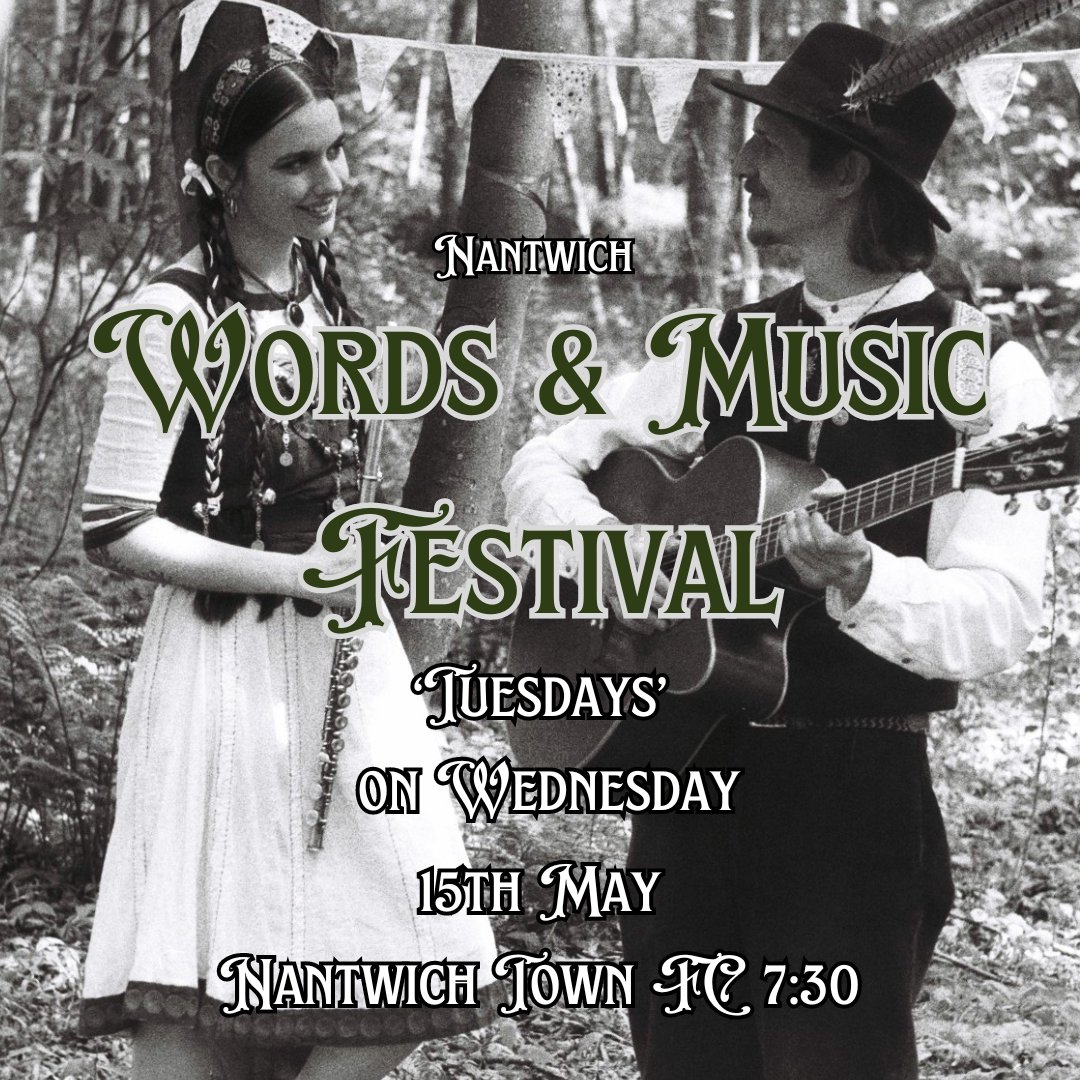 Join us at the Words & Music Festival, Nantwich, tomorrow May 15th for an incredible showcase of local artists. We'll be hosting a selection of performers from the 'Tuesday's' open mic session, as well as performing ourselves.
Tickets on wordsandmusicfestival.com