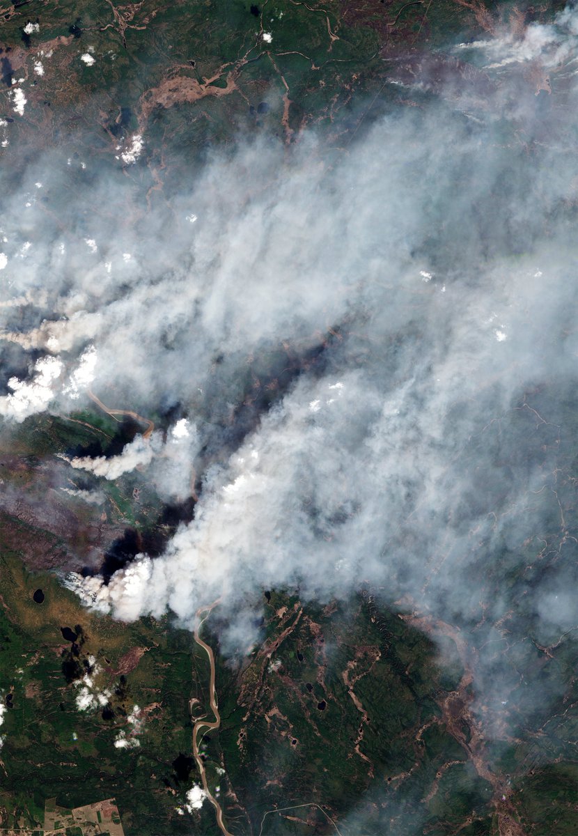 Over 100 wildfires are actively burning in Canada, forcing thousands to evacuate and triggering air quality alerts as far as the Midwest US as smoke spreads across the region. The Parker Lake Fire in BC (shown here on Monday) surpassed 21,000 acres today.