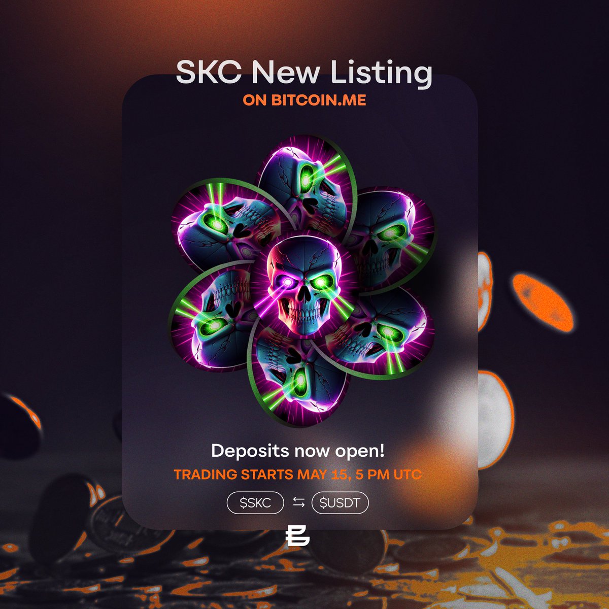 We're not just💀💀💀-ing around!

@SkullKleverCoin $SKC deposits are live on Bitcoin.me. 

Get your share. Trading starts tomorrow at 5 PM UTC.  

#NewListing