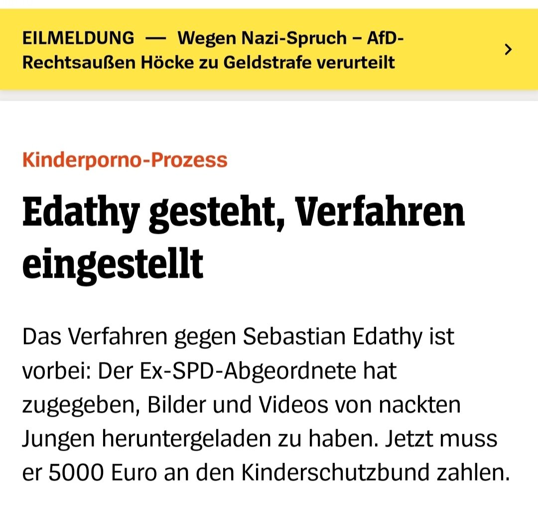 🟥  Geldstrafe für Höcke.

Der Spiegel schenkt uns hier einen bezeichnenden Kontrast. 

➡️  'Alles für Deutschland' kostet 13000 €
➡️ Kinderpornos herunterladen kostet 5000 €