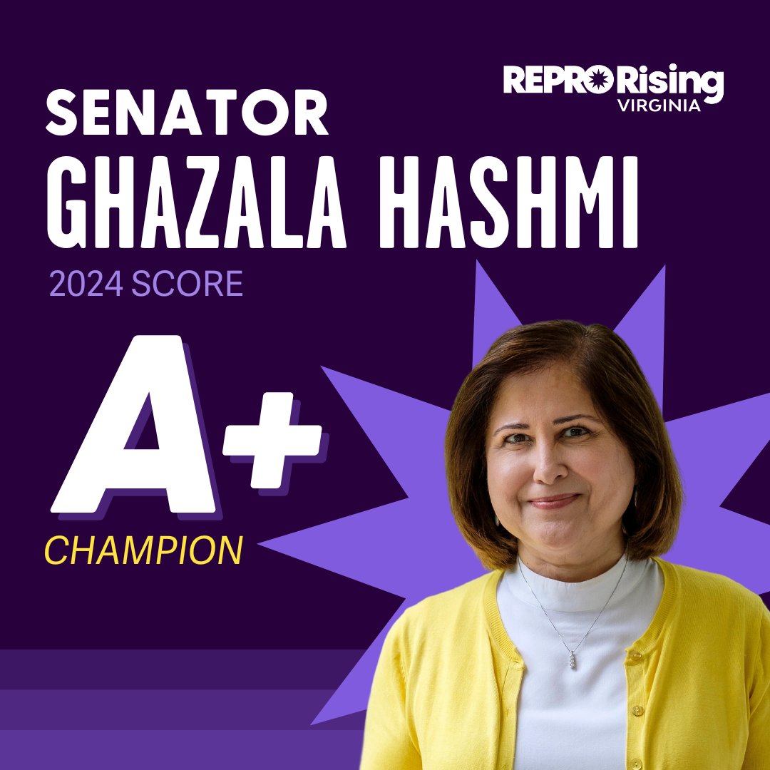 Senator Ghazala Hashmi Score: A+ Reproductive Freedom Champion 🏆