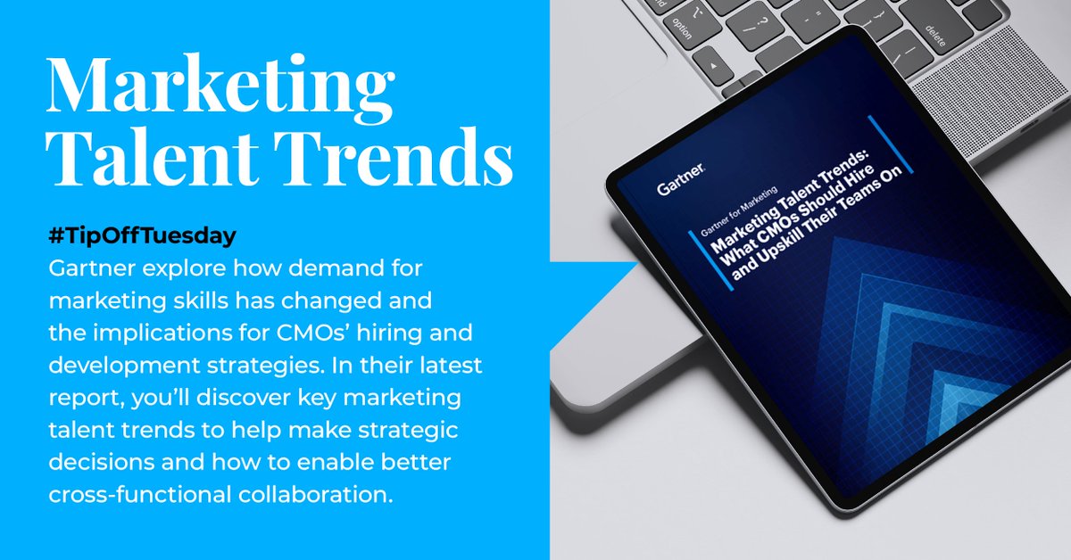 Curious about the latest in Marketing Talent trends? 🤔 Gartner highlights the rise of data skills, cross-functional collaboration, and not surprisingly, generative AI. 

Give it a read here - gartner.com/en/marketing/r… #DataDriven #Collaboration