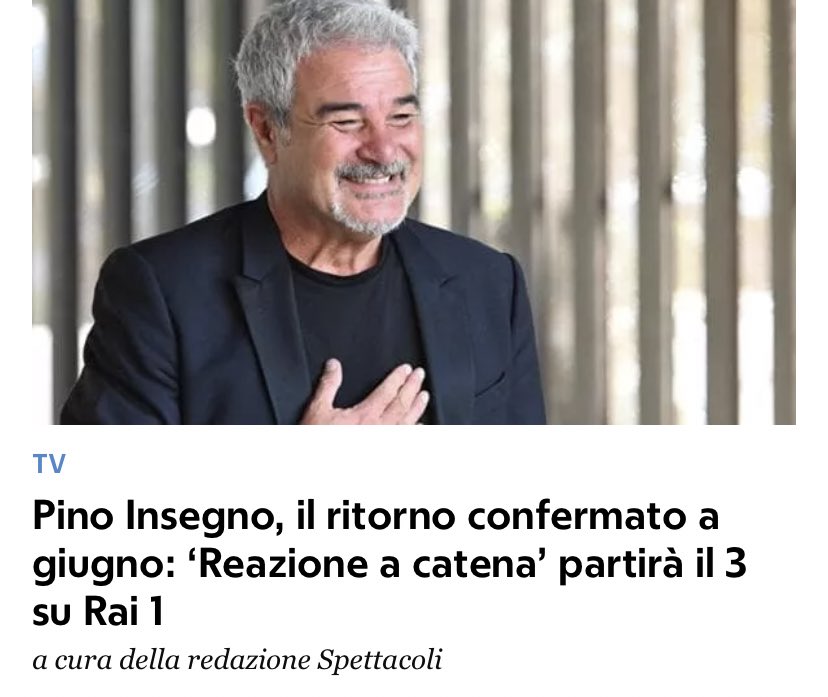 Pino #Insegno conduce Reazionari a Catena. Prossimamente su #Rai1.