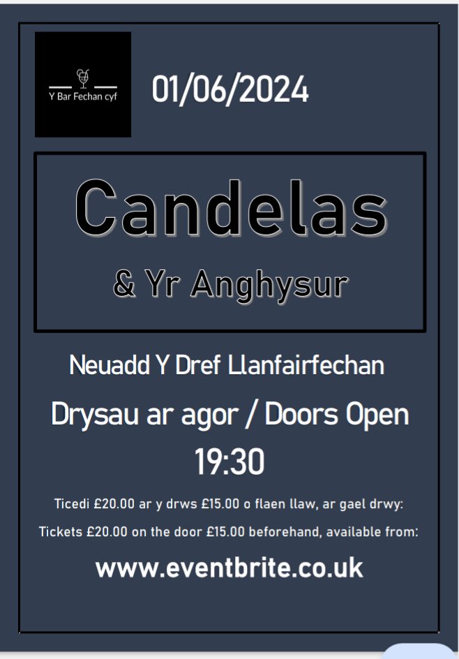 Tymor gigs yn dechrau eto 🥳 Tocynnau: eventbrite.com/e/candelas-ar-…