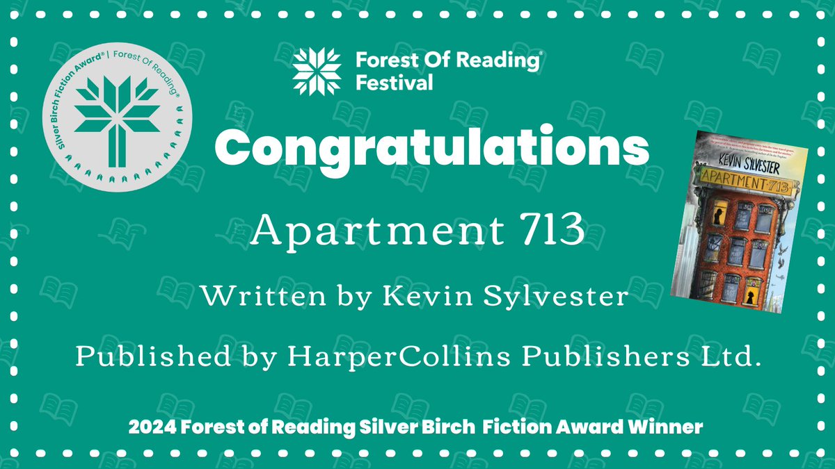 And the winner is… Apartment 713, written by Kevin Sylvester! Congratulations @kevinarts, for winning the #ForestofReading Silver Birch Fiction Award! 💚 #IReadCanadian @HarperCollinsCa