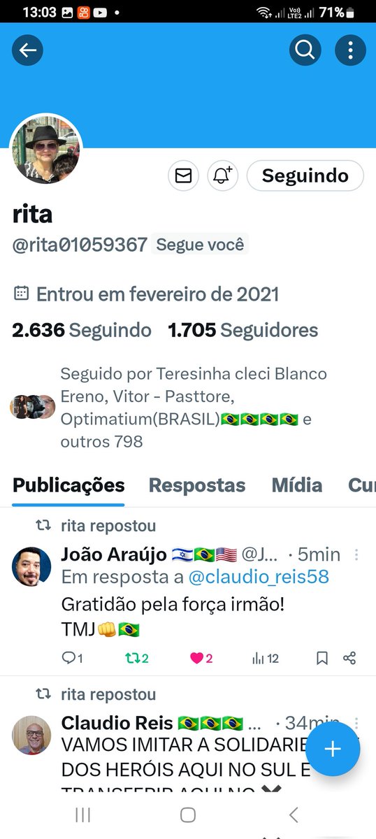 ✔️🎶SOLIDARIEDADE É AQUI COM OS ANJOS DO ✖️ CERTO? 👀 SIGAM @rita01059367 META 1.805 #SEGUIDORES AINDA HOJE 👏 FACINHO PARA O MEU POVO. ENTÃO SENTA O DEDÃOO✌️ SDV GARANTIDO CERTO? #globodesinformaçãovocevêaqui #ElonMusk #BolsonaroOrgulhoDoBrasil #DireitaSegueDireita 👍✖️🎶