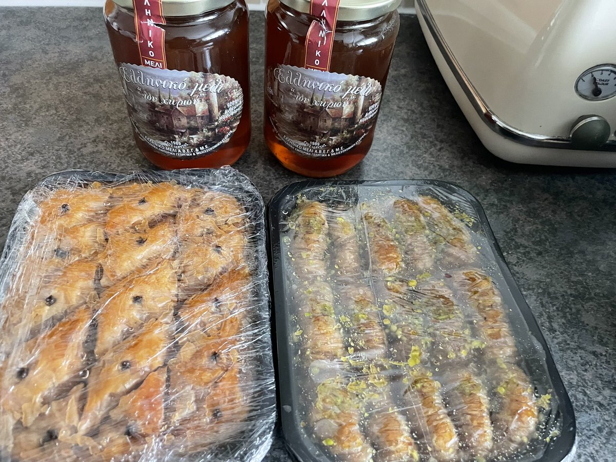 Some of the presents from Greece 🥳 #honey #baklava #Greece #misshome