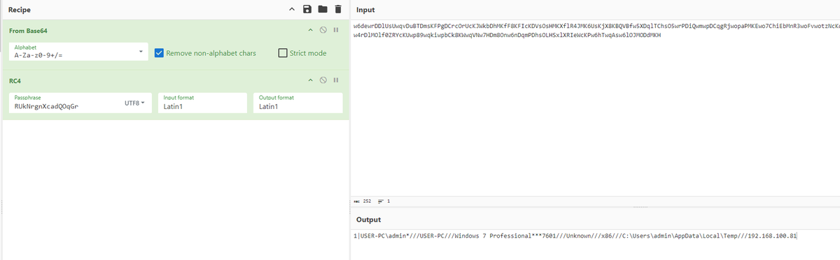 An interesting RAT written in JS. ✅ Receives server's response and decrypts it with RC4 ✅ Executes the decrypted command with 'eval' ✅ Sends POST requests to the C2 in an encrypted form (RC4 + Base64)