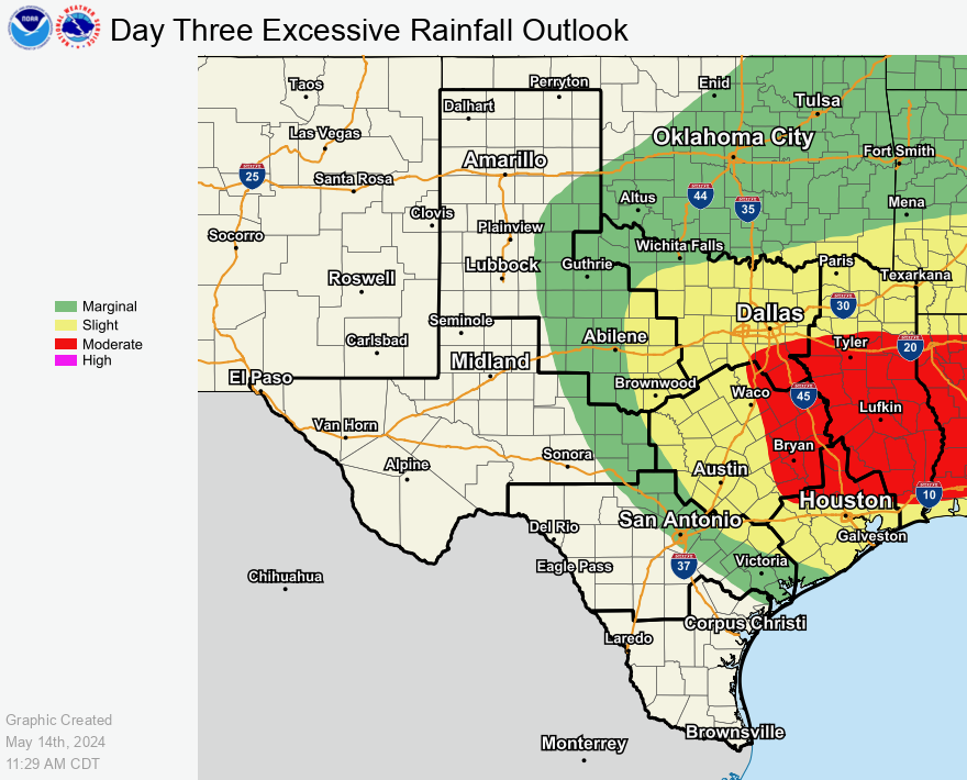 🚨Texas Weather Update🚨 ⛈️Severe storms are expected Thursday across Central, North, East, and Southeast Texas⛈️ Prepare For: ☔️High Rainfall Rates 🌊Hazardous Flooding Make A Plan and Stay Weather Aware! Safety Tips: texasready.gov/be-informed/na… #txwx