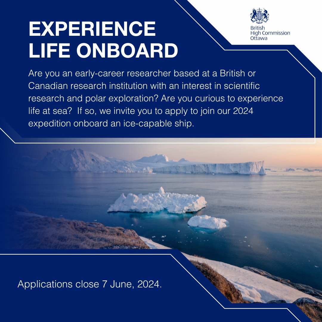 Opportunity for 🇬🇧or 🇨🇦 Early Career Researchers to join a 3-4 day expedition onboard an ice capable ship. 🚢🌊 For more information, please visit: rb.gy/c2ysr6 Application deadline: June 7, 2024