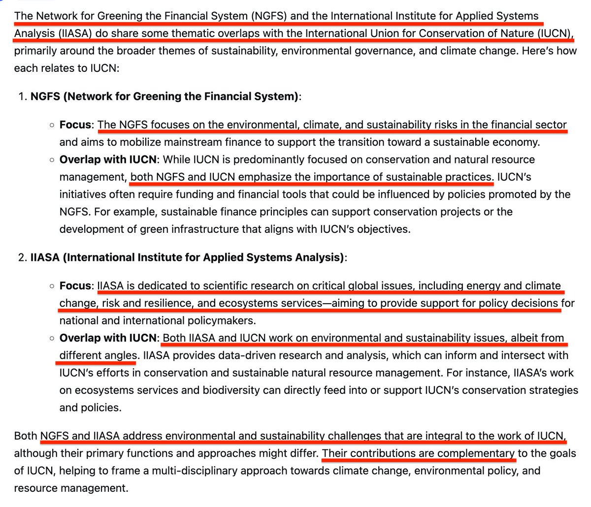 oh, while I have liner on a leash anyway - so, yeah, there's quite the 'synergy' between the IUCN, NGFS, and the IIASA...