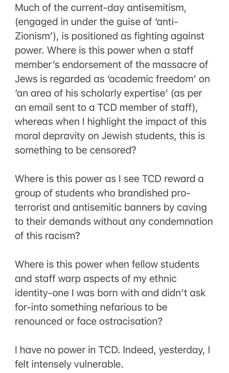 My statement on my meeting with TCD yesterday. I want to be very clear that the matter is resolved and I do not want to take it further. I am sharing this merely to express my feelings regarding this process.