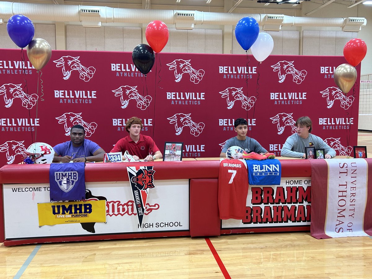 Congratulations to those who committed/signed to go play at the next level and continue their education. Super proud of these guys! 🅱️🅱️🔥🏈⚾️⚽️🏃‍♂️
#bellvilleproud