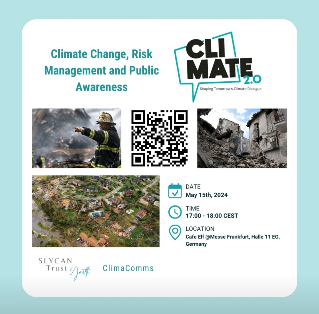 📣 If you're attending #DisastersExpo #Europe tomorrow, meet our @climayouth & @ClimaComms colleagues for a CLIMATE 2.0 session! Drop by for a fun session at ☕️ Cafe Elf (Hall 11 EG) from 5-6 pm! @SLYCANTrust @UNDRR @UNUEHS @_MCII_ @klima_allianz @venro_eV @UNFCCC @BMZ_Climate