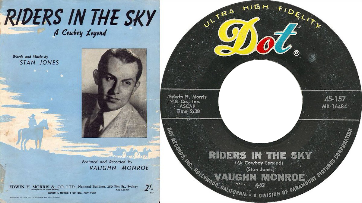 May14,1949 #VaughnMonroe and His Orchestra with vocal refrain by Vaughn Monroe and the Quartet start an 11wk run at #1 on the US Top40 Singles chart with 'Riders In The Sky (A Cowboy Legend)' written by Stan Jones