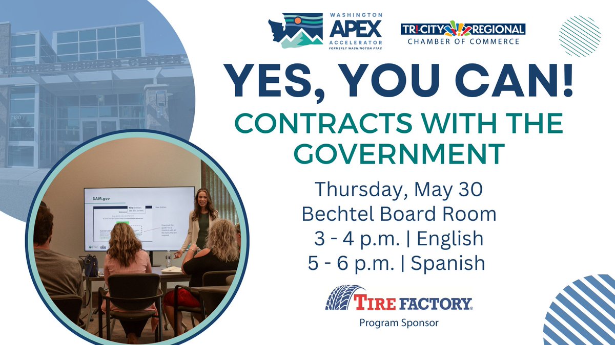 Join us for 'Yes, You Can! Contracts with the Government' on May 30 to learn about the world of government procurement. Details: washingtonapex.ecenterdirect.com/events/854207?… @WashingtonAPEX