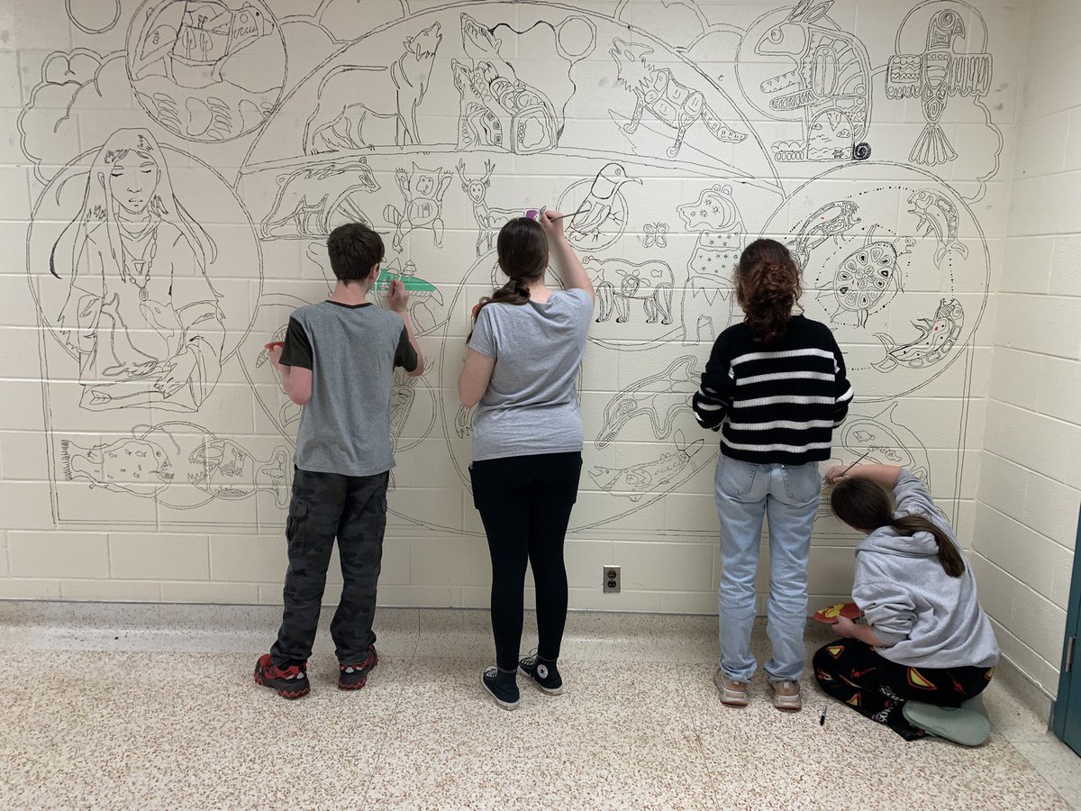 First day of the painting process at @MorningGloryPS in @yrdsb 5 painting days to finish! By Mid June. As a side note… love the AC/DC t-shirt! Glad to see that today’s youth have good taste in the “classics” 😆