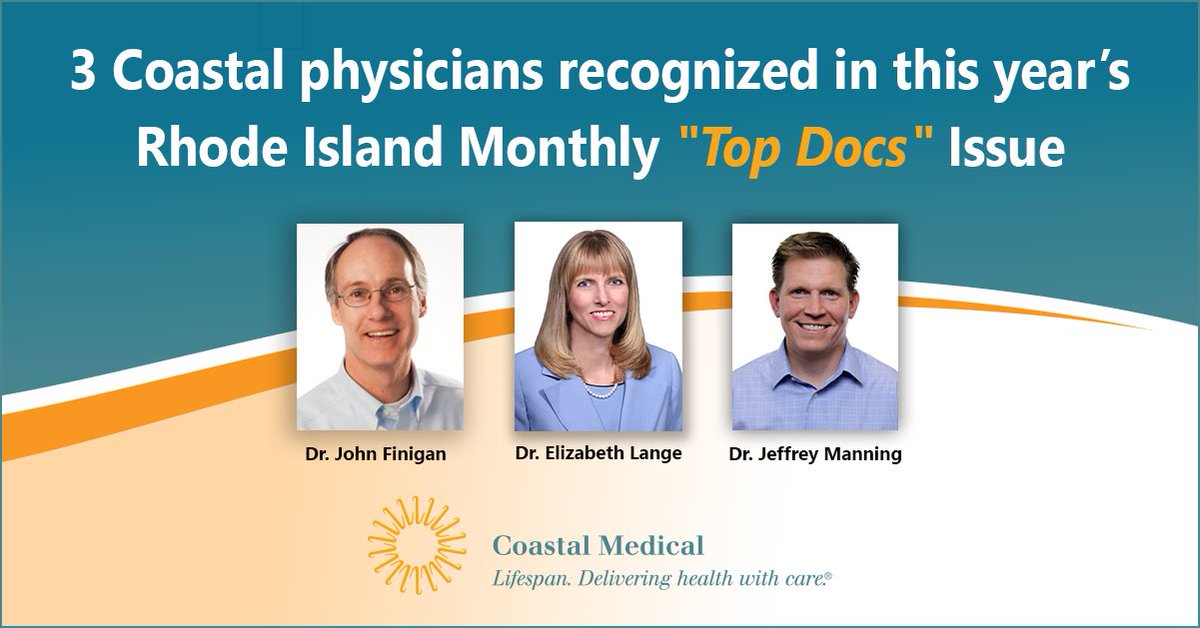 Congratulations to three Coastal Medical physicians for their well-deserved recognition in Rhode Island Monthly magazine's 'Top Docs' list for 2024. Their dedication to excellence is truly commendable and exemplifies the high standard of care we aim to deliver. #ProudlyCoastal