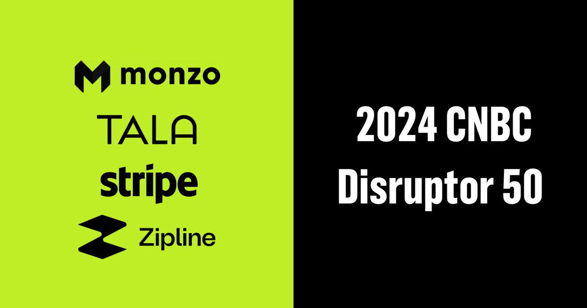 Congratulations to GV portfolio companies @monzousa, @talamobile, @stripe, and @Zipline on the 2024 @CNBCDisruptors #Disruptor50 list! 🎊 This list recognizes companies upending the classic definition of disruption — cnb.cx/3K0Otgh