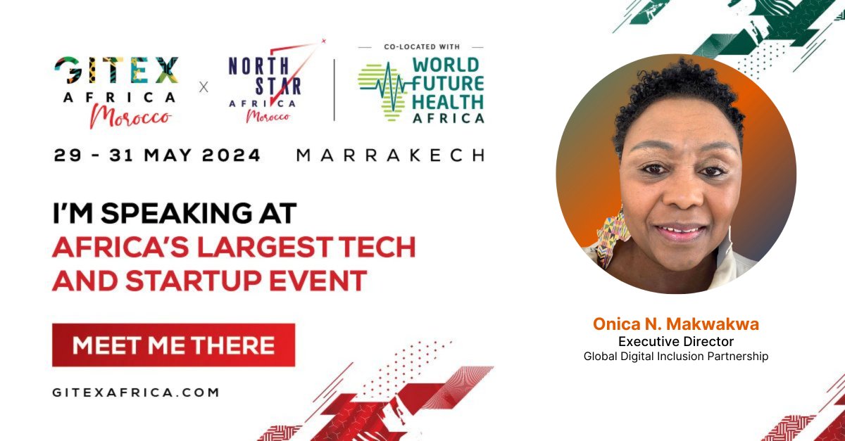 GDIP Executive Director @AfroDiva will be in Marrakech for the Future of Finance Summit at @GITEXAfrica, where she be speaking at the panel: “Financial Inclusion Starts with Connectivity”. Register here to join: gdip.ngo/4beN2af