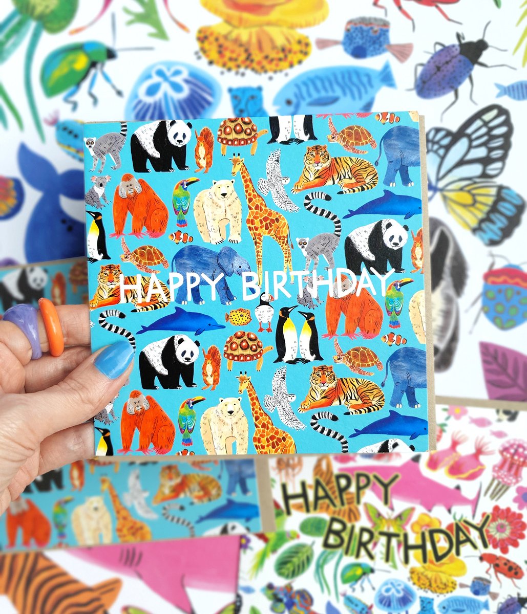 Love the greeting cards for EarlyBird Designs! Such vibrant colours and printed on new recycled card. Animal Pattern & Rainbow Animals card designs 👉bit.ly/3mJ3JkM @EBirdcards #greetingcards #birthday #birthdaycards #Illustrator #illustrated #kidlitartist