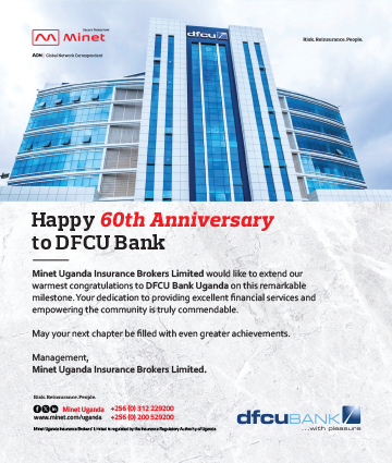 Congratulations DFCU bank on celebrating 60 years of service. As your partner and risk advisor we join you to celebrate this milestone. #MinetUganda #dfcuTurns60