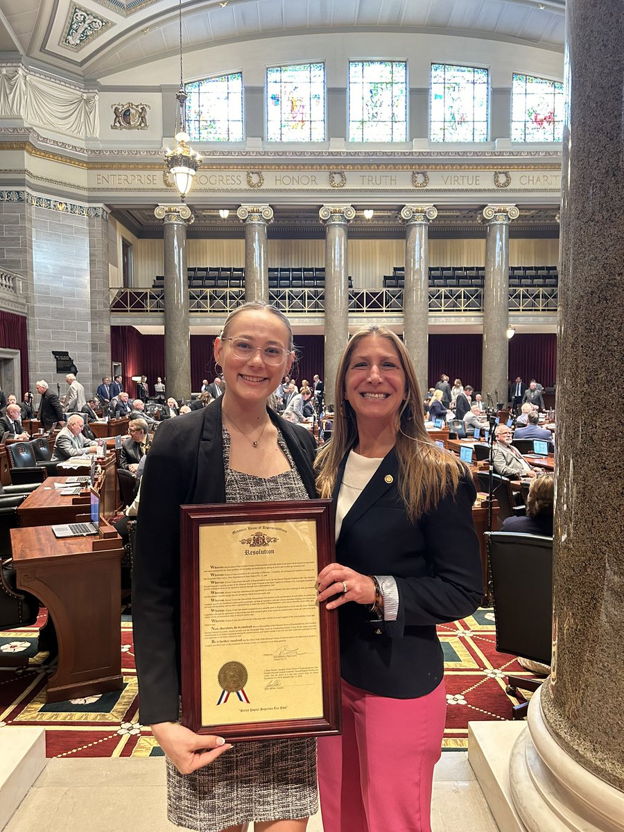 We hit the jackpot with our intern this session. Kinsey has been extremely helpful with research on bills. She has a bright future ahead of her & I wish her all the best! #MOLeg