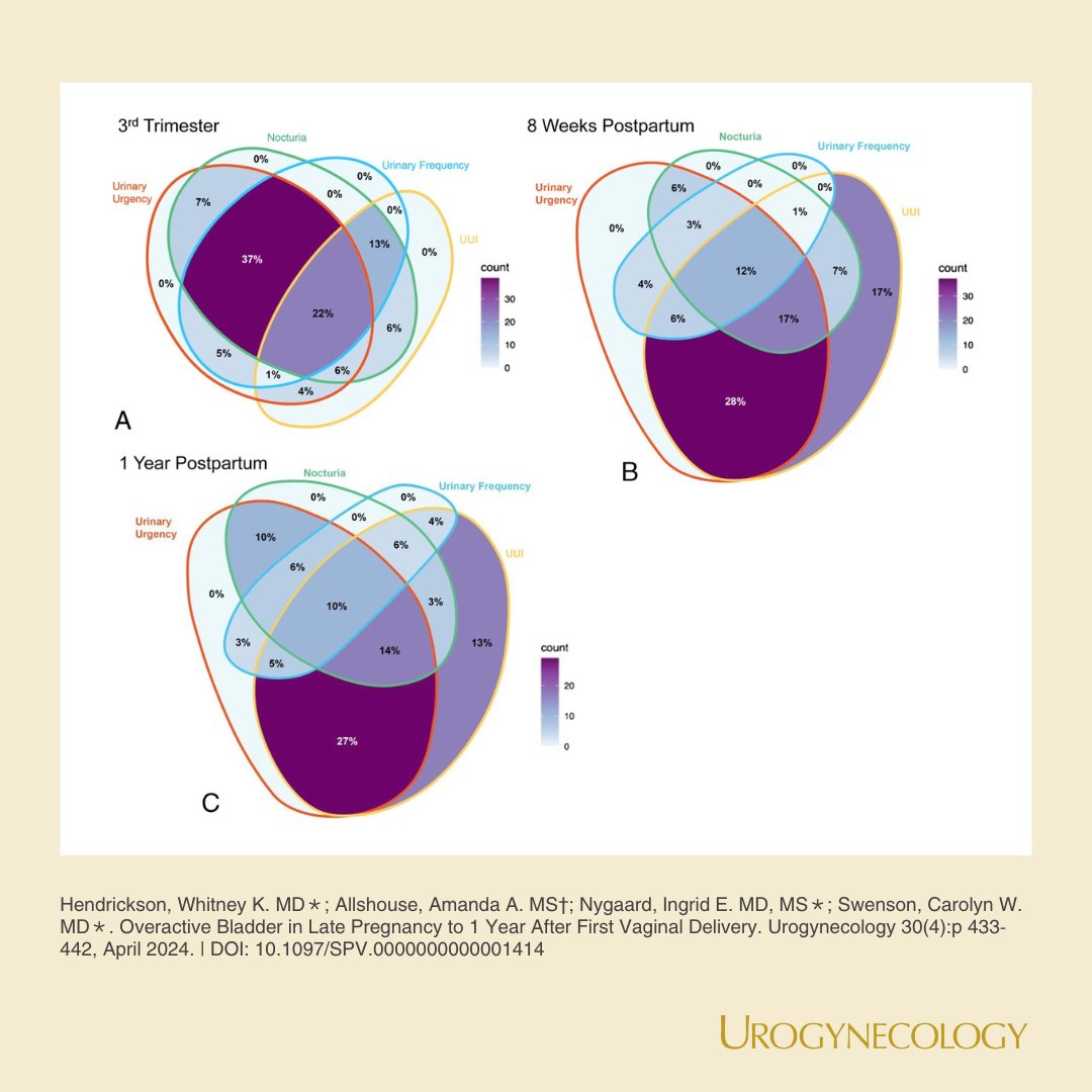 OAB affects 1 in 5 primiparous women during or after pregnancy. This paper supports the theory that pelvic floor changes following vaginal delivery are likely contributing to the severity of #overactivebladder symptoms. @drwhitneyh_c @DrSwenson13 

journals.lww.com/fpmrs/fulltext…