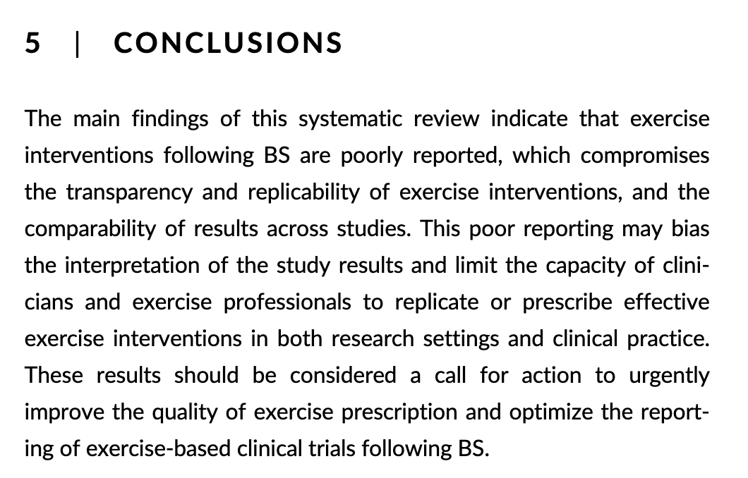 Alberto Soriano-Maldonado (@albertosoriano_) on Twitter photo 🔥#EXERCISE INTERVENTIONS following BARIATRIC SURGERY👩⚕️are POORLY REPORTED: A #systematicreview and a CALL FOR ACTION
The title says everything, but there is much relevant content inside this #OpenAccess article in <a href="/WorldObesity/">World Obesity</a>
onlinelibrary.wiley.com/doi/full/10.11…
<a href="/RedExernet/">Red_Exernet</a> <a href="/LFInvisible/">LaFacultadInvisible</a> 🔥#EXERCISE INTERVENTIONS following BARIATRIC SURGERY👩⚕️are POORLY REPORTED: A #systematicreview and a CALL FOR ACTION
The title says everything, but there is much relevant content inside this #OpenAccess article in <a href="/WorldObesity/">World Obesity</a>
onlinelibrary.wiley.com/doi/full/10.11…
<a href="/RedExernet/">Red_Exernet</a> <a href="/LFInvisible/">LaFacultadInvisible</a>