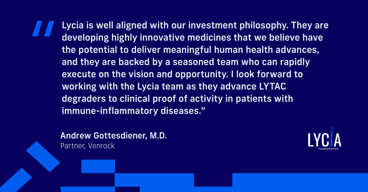 LyciaTx's tweet photo. We're excited to welcome Andrew Gottesdiener, M.D., Partner @Venrock to our Board of Directors, concurrent with our $106.6M Series C financing, announced yesterday.

Read the press release:  
https://t.co/f0lyFDqH10 https://t.co/So7HtprjbE
